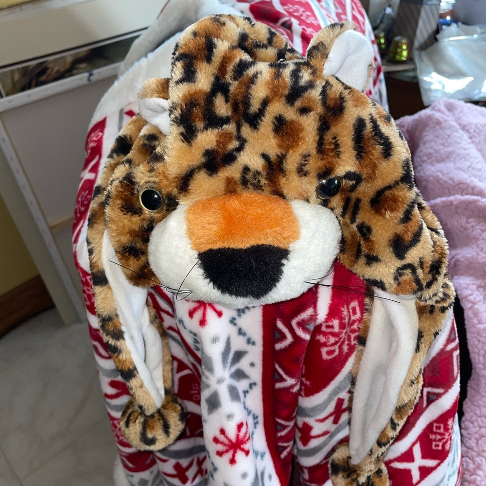 Leopard print winter hat cute and warm